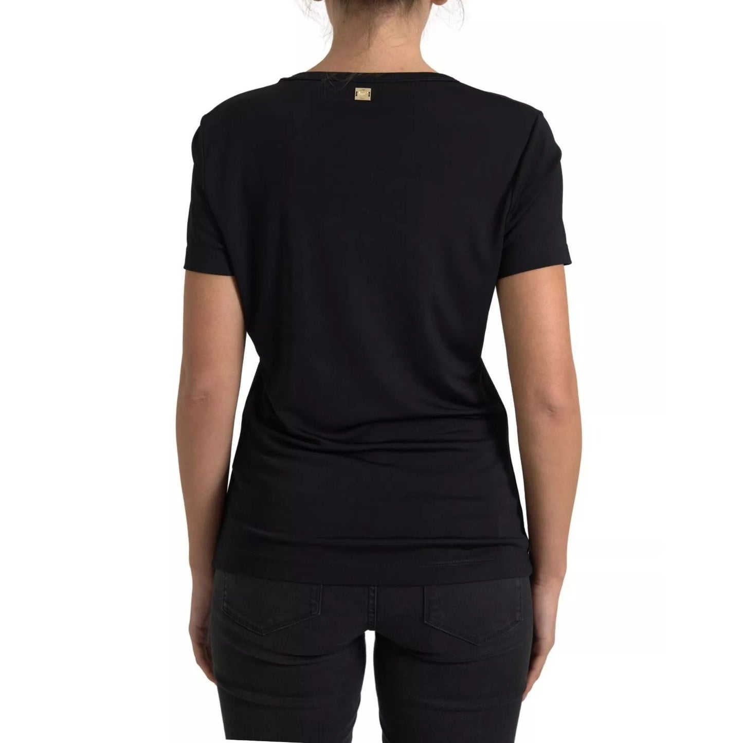 Roberto Cavalli Black Viscose Round Neck CLASS T-shirt