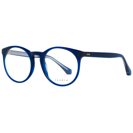 Sandro Blue Women Frames, round full-rim acetate frame with blue color and demo plastic lenses, size 51-19-140.