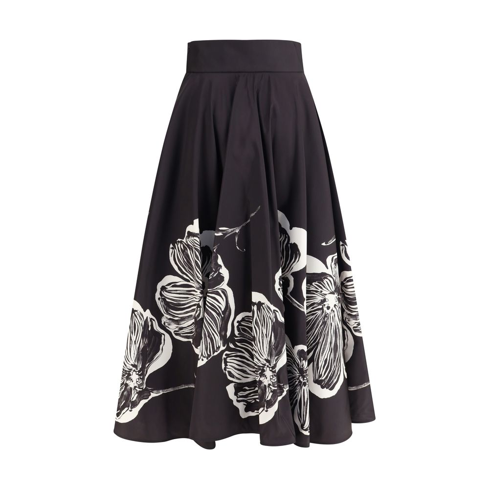 Sara Roka Black Polyester Midi Skirt Sara Roka