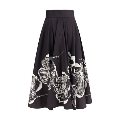 Sara Roka Black Polyester Midi Skirt Sara Roka
