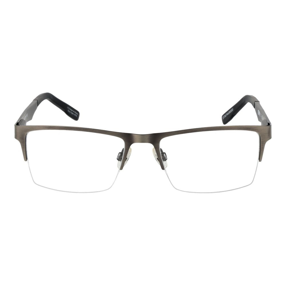Spy Gray Plastic Glasses (Frames) for men in gunmetal color, half-rim style with rectangle shape and demo lenses, model size 54-18-140.