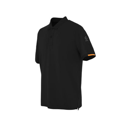 Suns Black Cotton Polo Shirt featuring short sleeves and a classic collar, perfect for casual wear.