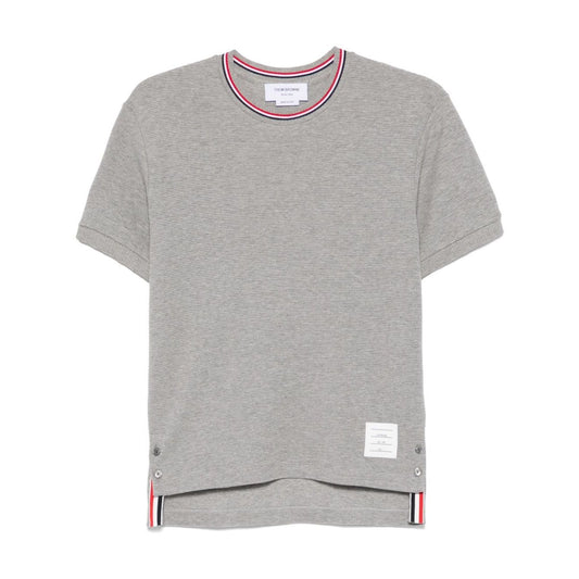 Thom Browne T-shirts and Polos Light Grey with side button fastening and logo patch