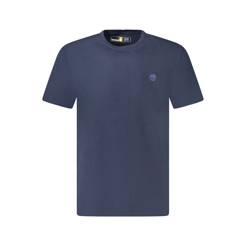 Timberland Blue Cotton T-Shirt, short sleeve, slim fit, with embroidered logo, crew neck.