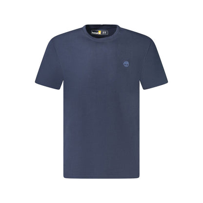 Timberland Blue Cotton T-Shirt, short sleeve, slim fit, with embroidered logo, crew neck.