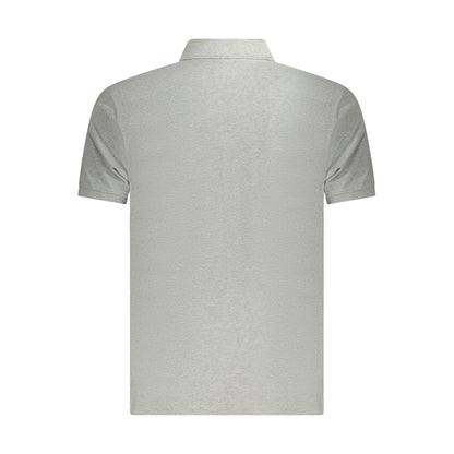 Back view of Timberland Gray Cotton Polo Shirt with slim fit, short sleeves, and embroidery logo