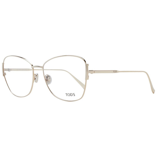 Tod's Gold Women Glasses Frame in full-rim butterfly style with metal frame and demo lenses, includes branded case.