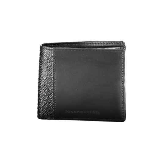 Tommy Hilfiger Black Leather Men Wallet - sleek and elegant design with embossed logo, perfect for the stylish gentleman.