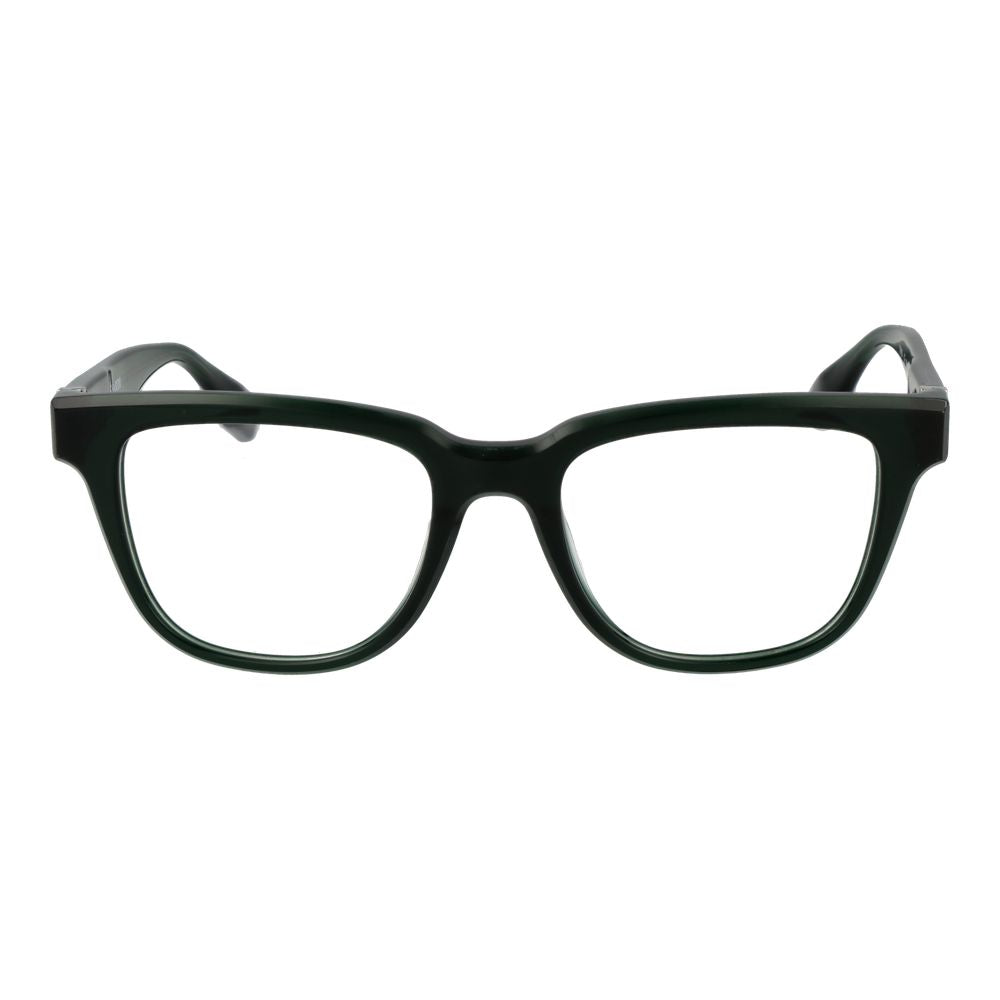 Trussardi Green Acetate Glasses (Frames) for men in full-rim rectangle style with demo lenses and spring hinge.
