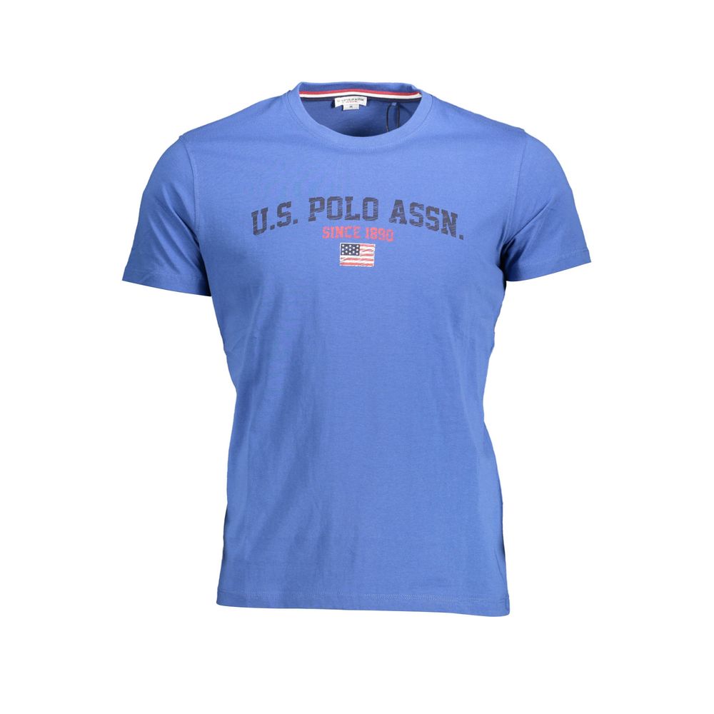 U.S. POLO ASSN. Blue Cotton Men T-Shirt, short sleeve, crew neck, bold print, iconic logo, stylish wardrobe essential