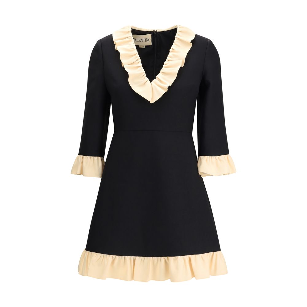 Valentino Black Fleece Wool Cocktail Dress Valentino