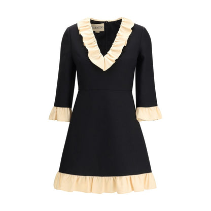 Valentino Black Fleece Wool Cocktail Dress Valentino