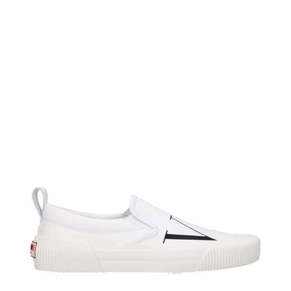 Valentino Garavani White Fabric Slip-On Loafers