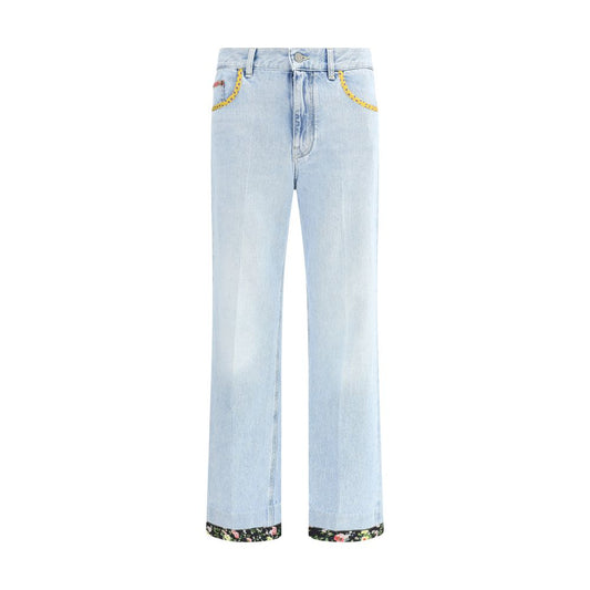 Valentino Light Blue Cotton Straight-Leg Jeans Valentino