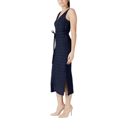 Vila Clothes Blue Recycled Polyester Midi Dress