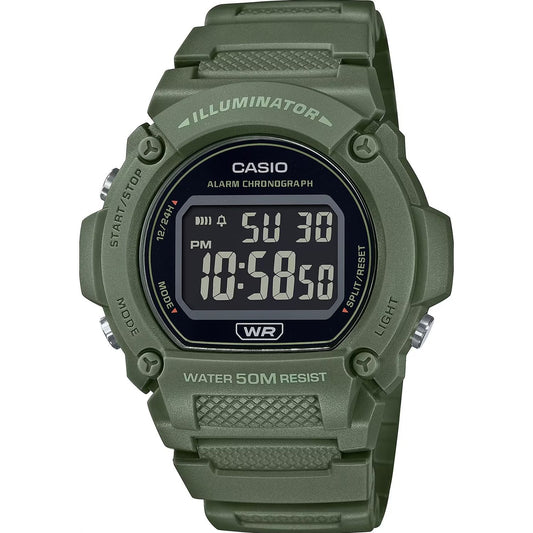 CASIO TIMELESS COLLECTION Mod. SPORT- ILLUMINATOR. WR 50M. ALARM. CHRONOGRAPH - ARMY GREEN - COLORED SERIE