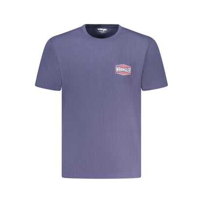 Wrangler Blue Cotton T-Shirt with small graphic logo, short sleeves, crew neck.