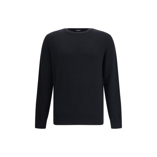 ZEGNA Black Cashmere Cashmere Sweater with ribbed crew neck, cuffs, and hem for timeless elegance and unparalleled softness.